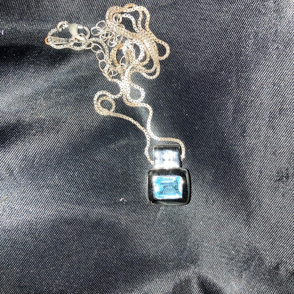 Silver and Blue Gemstone Necklace